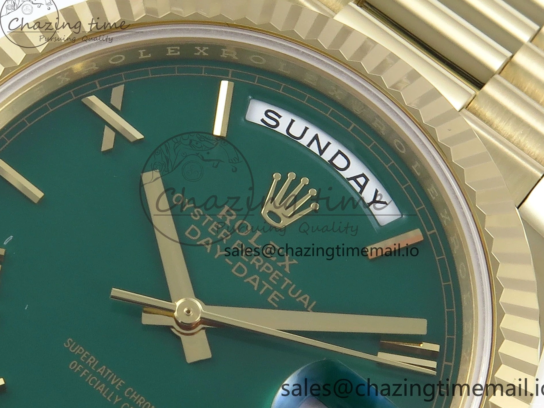 MiroTime 0325 Day Date 40 YG 228238 Noob 1:1 Best Edition Green Roman Dial on President Bracelet A2836 (Gain Weight) Youthful 796